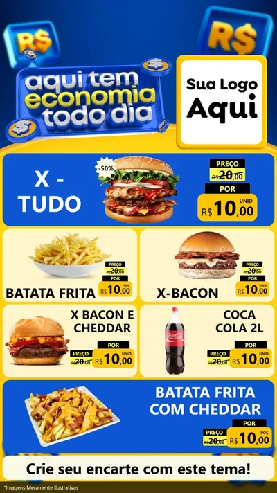 Modelo de TV para TV Vertical com o tema Aqui Tem Economia Todo Dia para Hamburgueria
