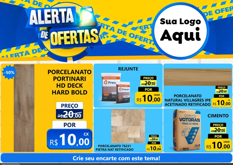 Modelo de Encarte para Encarte A4 Horizontal com o tema Alerta de Ofertas para Pisos e revestimentos