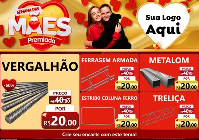 Modelo de Encarte para Encarte A4 Horizontal com o tema Semana das Mães Premiada para Ferragens