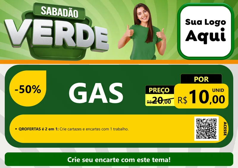 Modelo de Cartaz para Cartaz A4 Horizontal com o tema Sabadão Verde para Água e gás