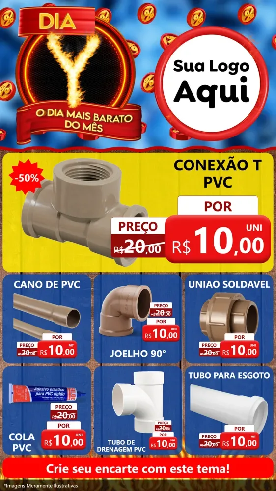 Modelo de Rede Social para Stories com o tema Dia Y - O Dia Mais Barato Do Mês para Tubos e conexões