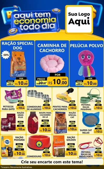 Modelo de Encarte para Encarte Grande com o tema Aqui Tem Economia Todo Dia para Pet Shop