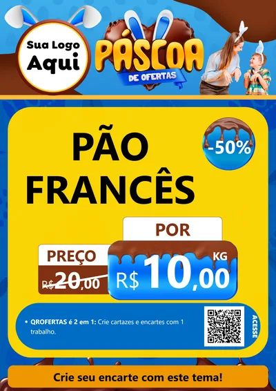Modelo de Cartaz para Cartaz A4 Vertical com o tema Páscoa de Ofertas para Padaria