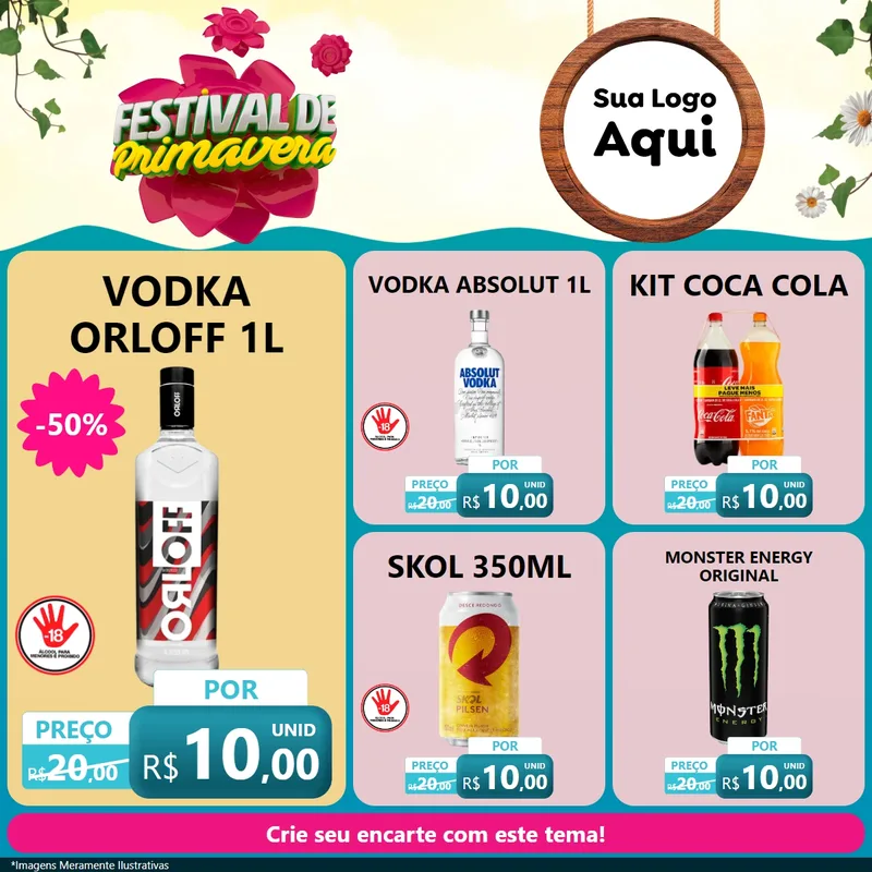 Modelo de Rede Social para Feed Facebook com o tema Festival de Primavera para Distribuidora de bebidas