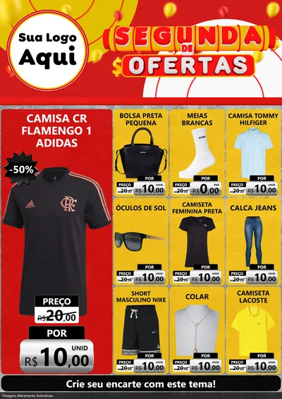 Modelo de Encarte para Encarte A4 Vertical com o tema Segunda de Ofertas para Roupas e acessórios