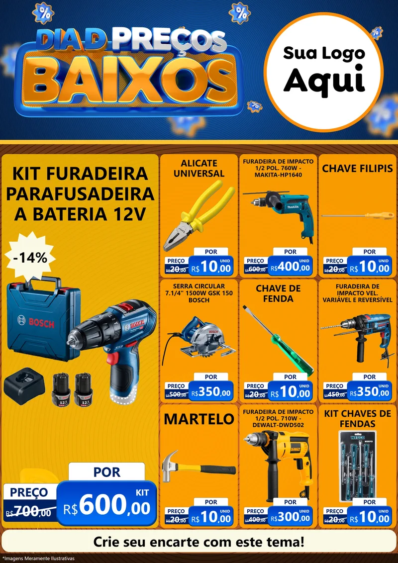 Modelo de Encarte para Encarte A4 Vertical com o tema Dia D Preço Baixo para Maquinas e Ferramentas
