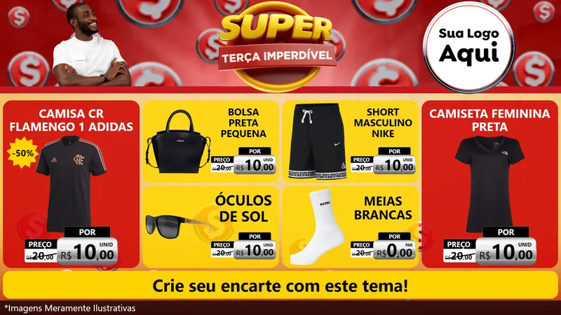Modelo de TV para TV Horizontal com o tema Super Terça Imperdível para Roupas e acessórios