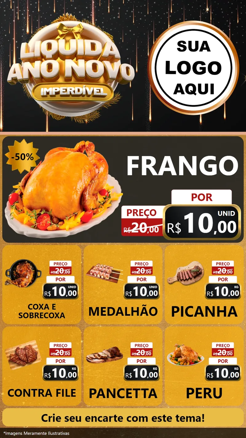 Modelo de Rede Social para Stories com o tema Liquida Ano Novo Imperdível para Assados