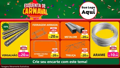Modelo de TV para TV Horizontal com o tema Esquenta de Carnaval para Ferragens