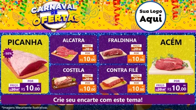 Modelo de TV para TV Horizontal com o tema Carnaval de Ofertas para Açougue