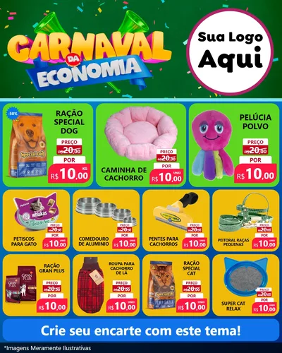 Modelo de Rede Social para Feed Instagram com o tema Carnaval da Economia para Pet Shop