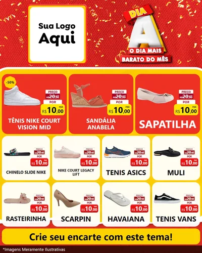 Modelo de Rede Social para Feed Instagram com o tema Dia A o Dia Mais Barato do Mês para Calçados