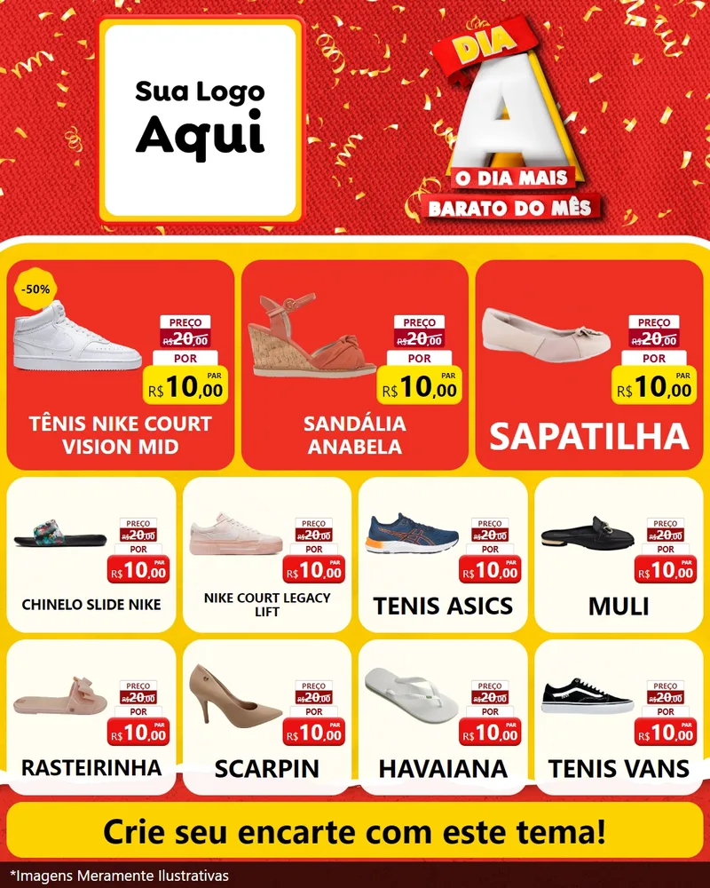 Modelo de Rede Social para Feed Instagram com o tema Dia A o Dia Mais Barato do Mês para Calçados