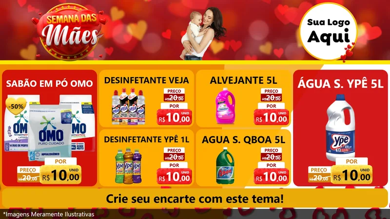 Modelo de TV para TV Horizontal com o tema Semana das Mães para Produtos de Limpeza