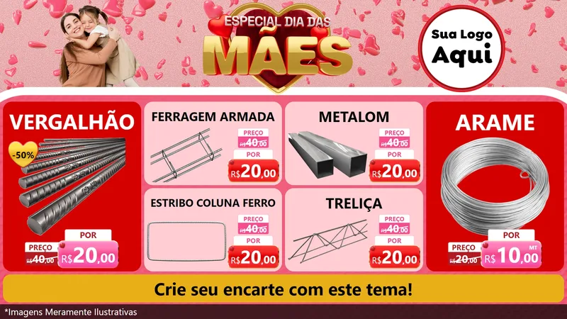 Modelo de TV para TV Horizontal com o tema Especial Dia Das Mães para Ferragens