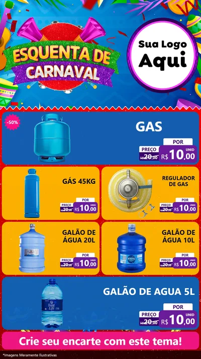 Modelo de TV para TV Vertical com o tema Esquenta de Carnaval para Água e gás