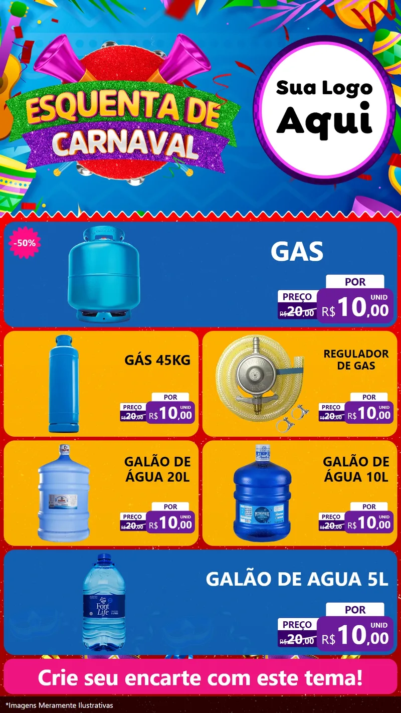 Modelo de TV para TV Vertical com o tema Esquenta de Carnaval para Água e gás