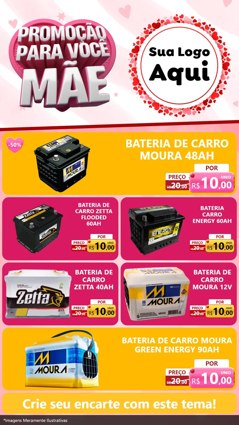 Modelo de TV para TV Vertical com o tema Promoção Para Você Mãe para Baterias Elétricas