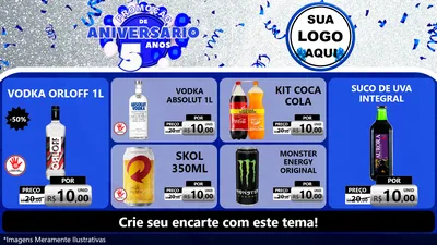 Modelo de TV para TV Horizontal com o tema Promoção de Aniversário - 5 Anos para Distribuidora de bebidas