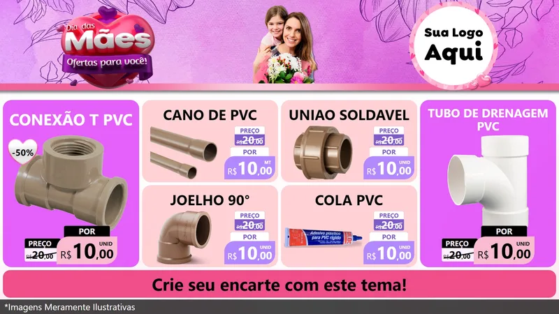 Modelo de TV para TV Horizontal com o tema Dia das Mães Ofertas para Você! para Tubos e conexões