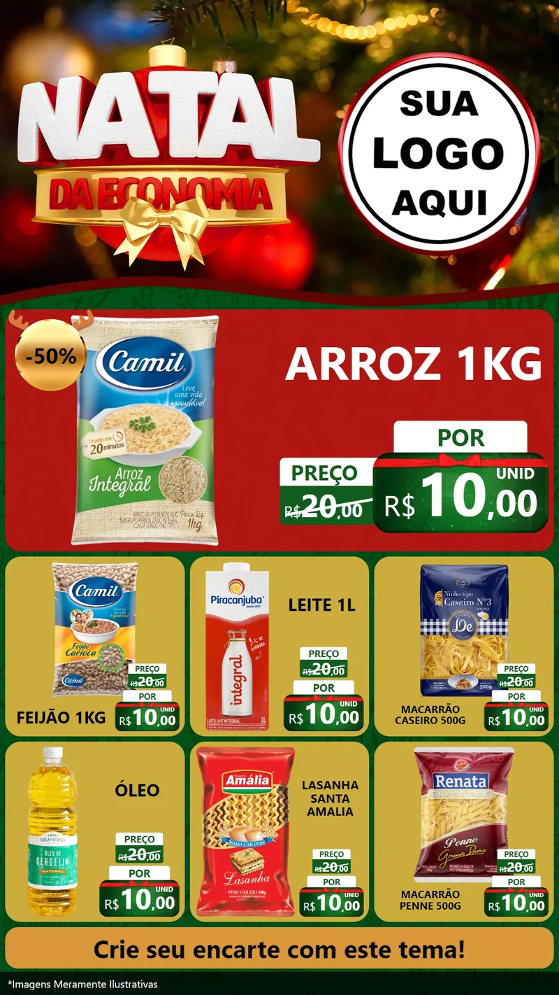 Modelo de Rede Social para Stories com o tema Natal da Economia para Supermercado