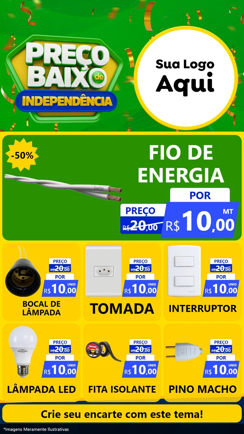 Modelo de Rede Social para Stories com o tema Preço Baixo de Independência para Materiais Elétricos