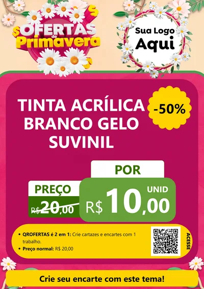 Modelo de Cartaz para Cartaz A4 Vertical com o tema Ofertas de Primavera para Tintas e Ferramentas