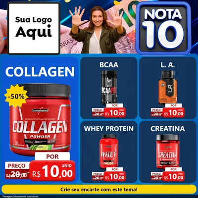 Modelo de Rede Social para Feed Facebook com o tema Nota 10 para Suplementos alimentares