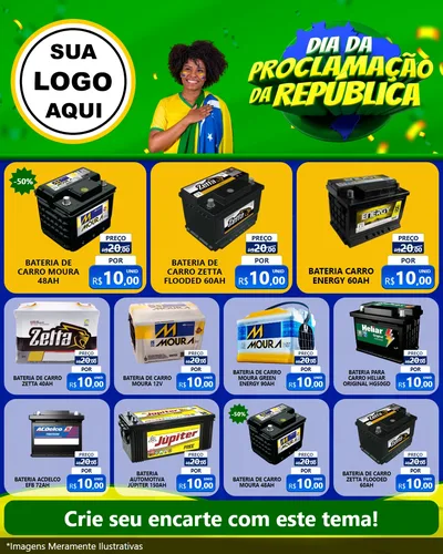 Modelo de Rede Social para Feed Instagram com o tema Dia Da Proclamação Da República para Baterias Elétricas