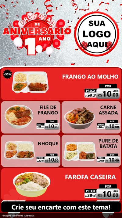 Modelo de TV para TV Vertical com o tema Promoção de Aniversário - 1 Ano para Restaurante