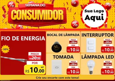 Modelo de Encarte para Encarte A4 Horizontal com o tema Semana do Consumidor para Materiais Elétricos