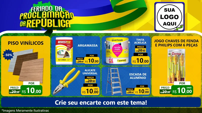 Modelo de TV para TV Horizontal com o tema Feriado da Proclamação da República para Material para Construção