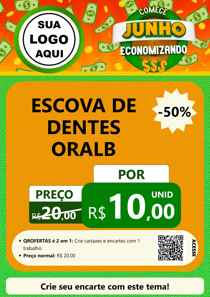 Modelo de Cartaz para Cartaz A4 Vertical com o tema Comece Junho Economizando para Higiene Pessoal