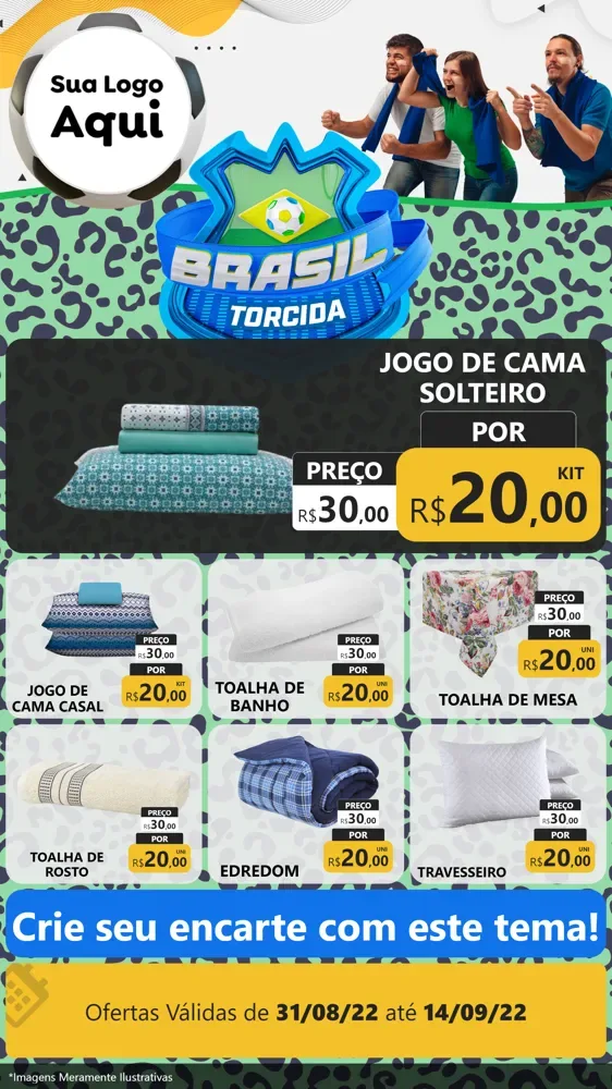 Modelo de Rede Social para Stories com o tema Brasil Torcida - Copa para Cama, Mesa e Banho