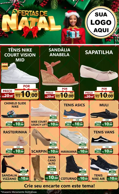 Modelo de Encarte para Encarte Grande com o tema Ofertas de Natal para Calçados