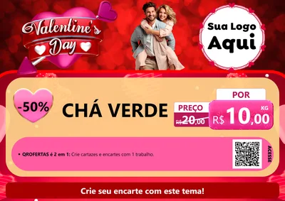 Modelo de Cartaz para Cartaz A4 Horizontal com o tema Valentine's Day para Produtos Naturais