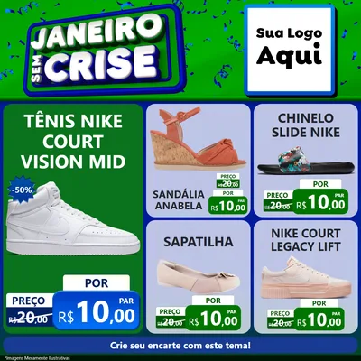 Modelo de Rede Social para Feed Facebook com o tema Janeiro Sem Crise para Calçados