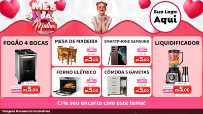 Modelo de TV para TV Horizontal com o tema Mês da Mulher para Móveis e Eletro