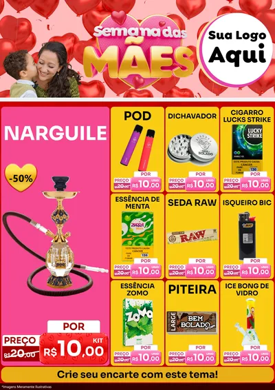 Modelo de Encarte para Encarte A4 Vertical com o tema Semana Das Mães para Tabacaria