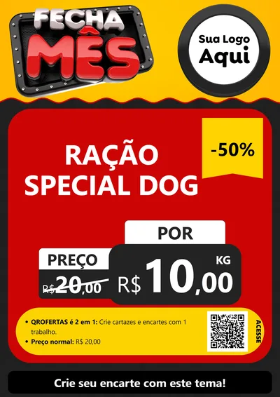 Modelo de Cartaz para Cartaz A4 Vertical com o tema Fecha Mês para Pet Shop