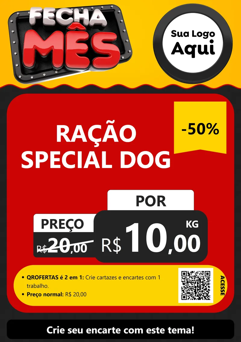 Modelo de Cartaz para Cartaz A4 Vertical com o tema Fecha Mês para Pet Shop