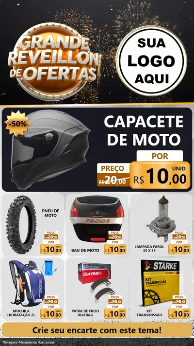 Modelo de Rede Social para Stories com o tema Grande Réveillon de Ofertas para Moto peças