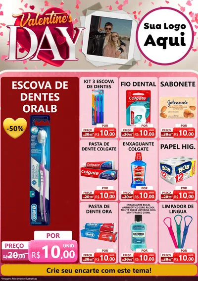 Modelo de Encarte para Encarte A4 Vertical com o tema Valentine's Day para Higiene Pessoal