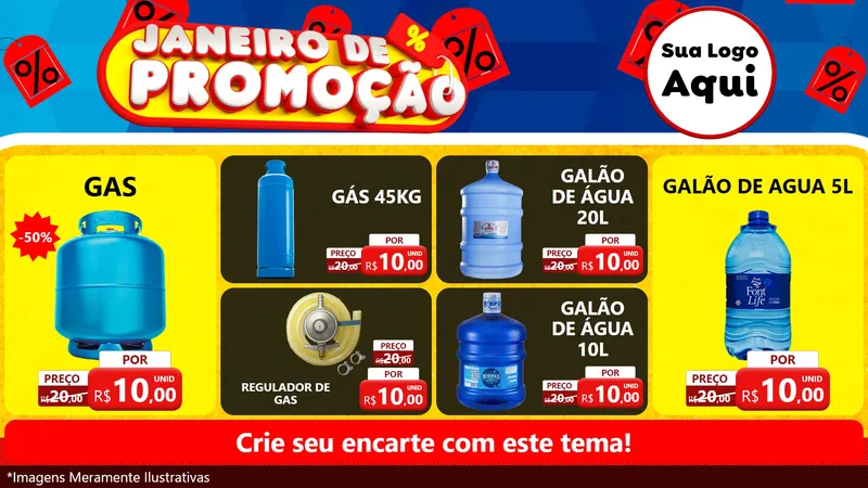 Modelo de TV para TV Horizontal com o tema Janeiro de Promoção para Água e gás