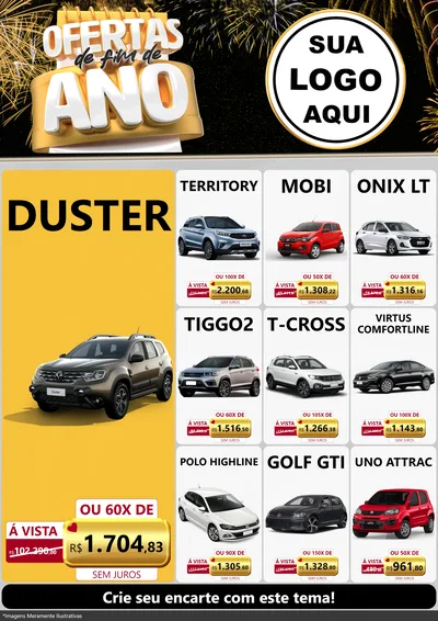 Modelo de Encarte para Encarte A4 Vertical com o tema Ofertas de Fim de Ano para Concessionaria de Carros