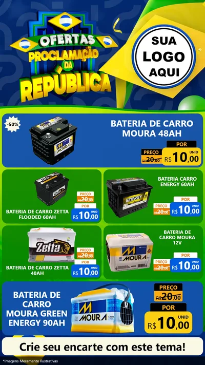 Modelo de TV para TV Vertical com o tema Ofertas Proclamação da República para Baterias Elétricas