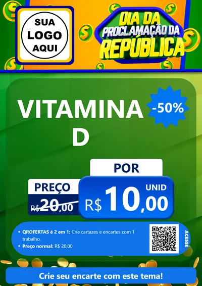 Modelo de Cartaz para Cartaz A4 Vertical com o tema Dia Da Proclamação da República para Farmácia