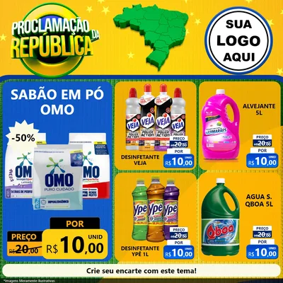 Modelo de Rede Social para Feed Facebook com o tema Proclamação da República para Produtos de Limpeza