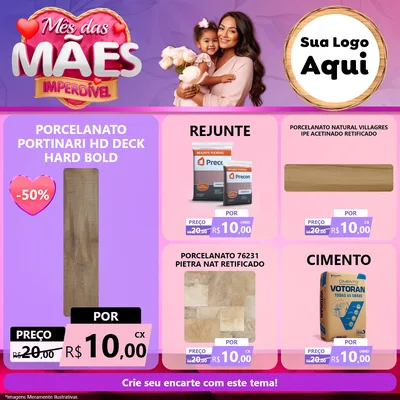 Modelo de Rede Social para Feed Facebook com o tema Mês das Mães Imperdível para Pisos e revestimentos