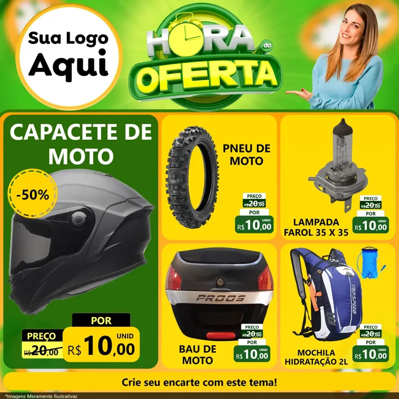 Modelo de Rede Social para Feed Facebook com o tema Hora da Oferta para Moto peças